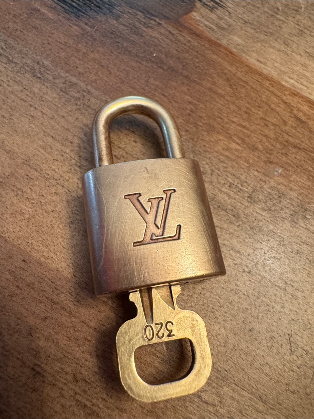 Louis Vuitton Brass Tone Padlock and Key Set (Gold)